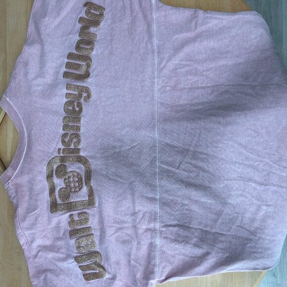 Disney Spirit Jersey Shirt Womens Medium Pink Walt Disney World Glitter Mickey - Picture 6 of 9